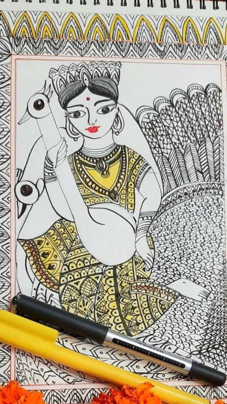 The Goddess Saraswati I drew