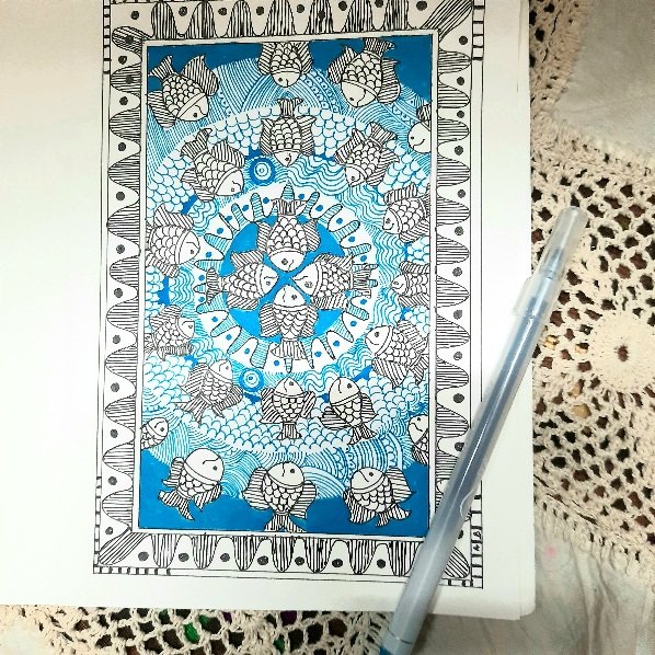 FISH MADHUBANI ART BY Dr.Amrita Basu