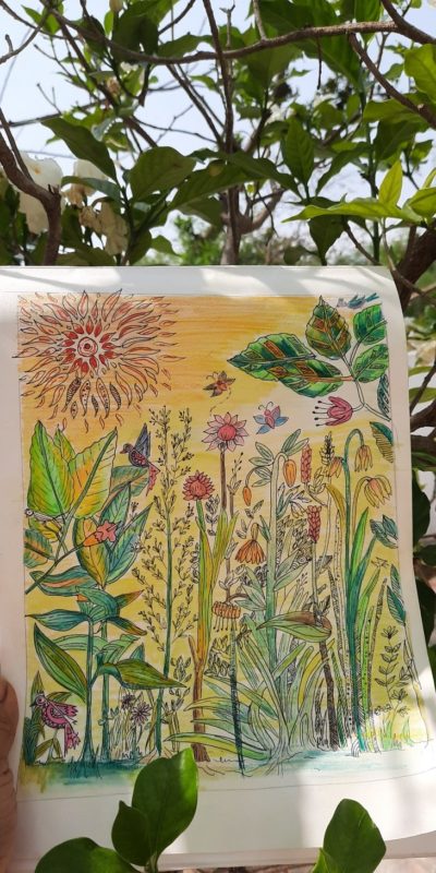 Botanical Art :Spring garden by Dr.Amrita Basu