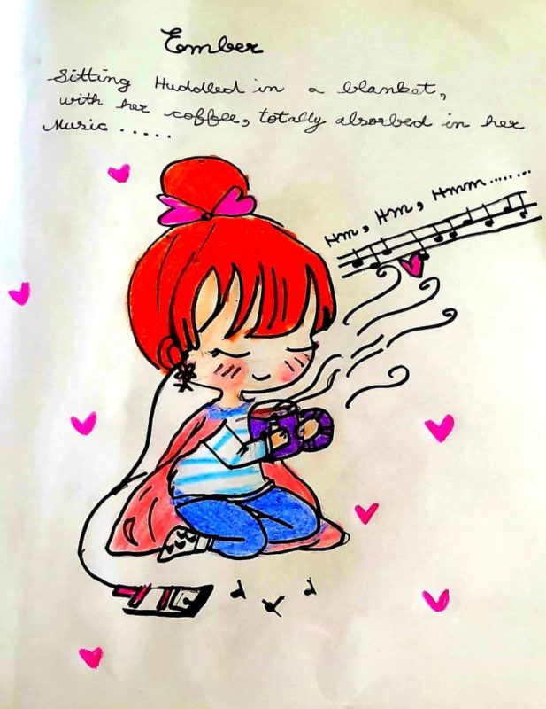 Chibi girl listening to music by Anuprita Misra 