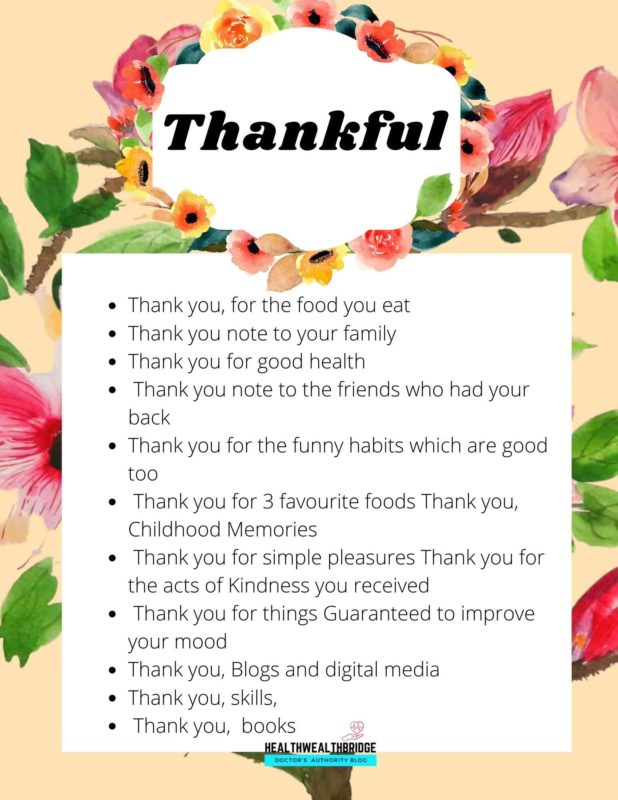 Thankfulness prompts for your Gratitude journal on Thanksgiving day.